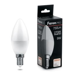 Лампа светодиодная PRO LB-1309 Свеча E14 9W 2700K OSRAM LED Feron